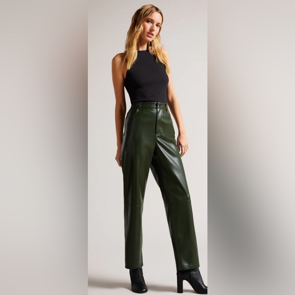 Ted Baker London Pants - Ted Baker - Plaider Faux Leather Straight Leg Pants